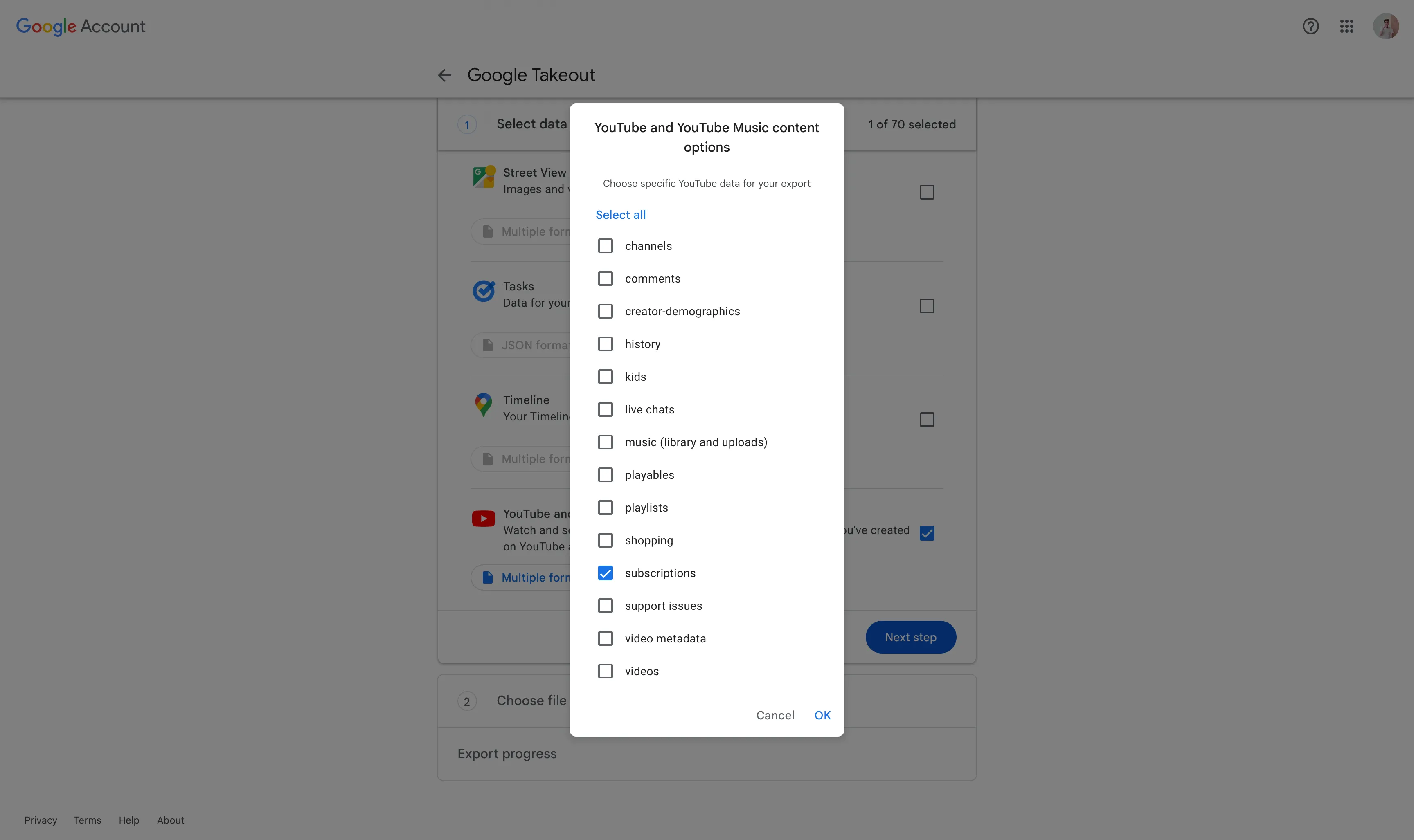 Step 3: Select only subscriptions