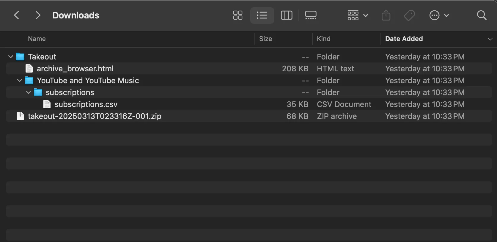 Step 6: Find subscriptions.csv